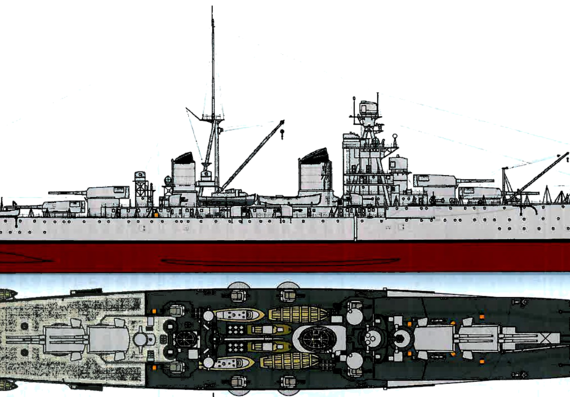Крейсер RN Zara 1931 [(Heavy Cruiser) - чертежи, габариты, рисунки